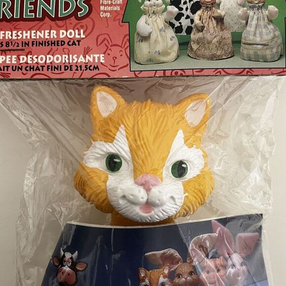 Fibre Craft Barnyard Friends #3029 Cat Air Freshener Doll Head 1995 NEW - Picture 4 of 7